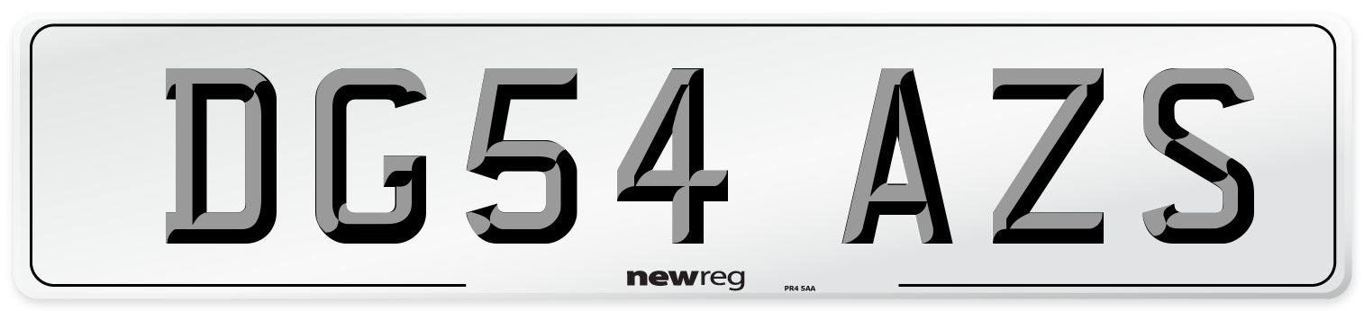 DG54 AZS Number Plate from New Reg